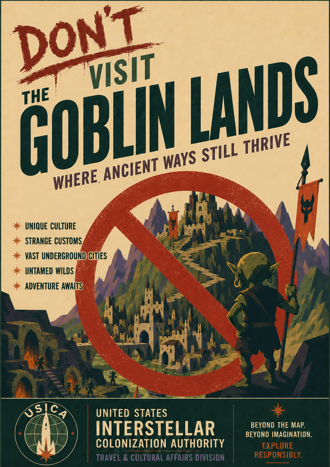 USICA warning poster: Don't Visit the Goblin Lands